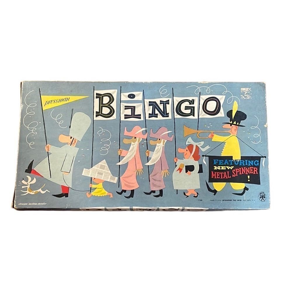 1950s vintage MCM Pressman Bingo Board game with metal spinner complete 100% - Picture 2 of 8